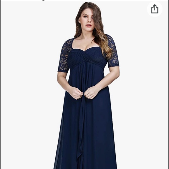 Navy Blue floor length evening gown - Picture 1 of 7